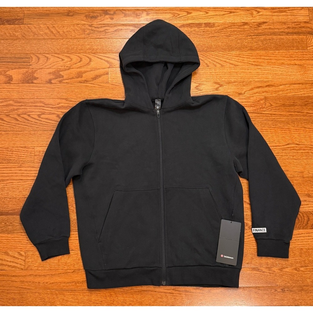 Lululemon Steady State Full-Zip Hoodie Mens Small Black Fleece Tec Finance Logo